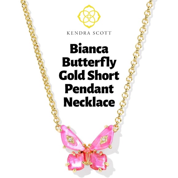 Kendra Scott Jewelry - Kendra Scott Bianca Pink Butterfly Gold Short Pendant Necklace